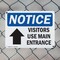Signmission Visitors Use Main Entrance Up Arrow OSHA Notice Sign, Plastic, 10in W x 7in L, 2PK OS-2PACK-NS-P-710-L-18885 - alternate 6